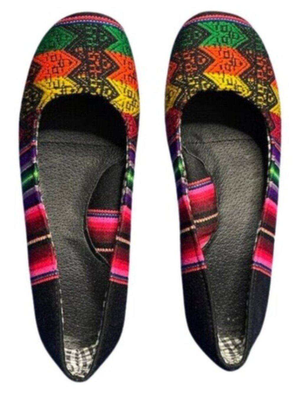 Moleca Bohemian Striped Multicolor Ballet Flats Comfort Shoes Brazil Size 35